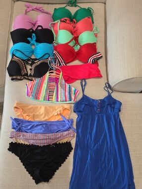 Bundle Of Bikinis - 10 Tops, 4 Bottoms & 1 Coverup
